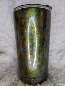 Green Metallic Alcohol Ink Decorated 16oz Tumbler